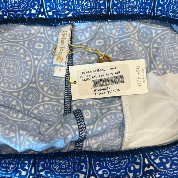 Helen Jon UPF 50 Antibes Fold Over Beach Pants Size Small Blue & White NWT - Picture 16 of 16